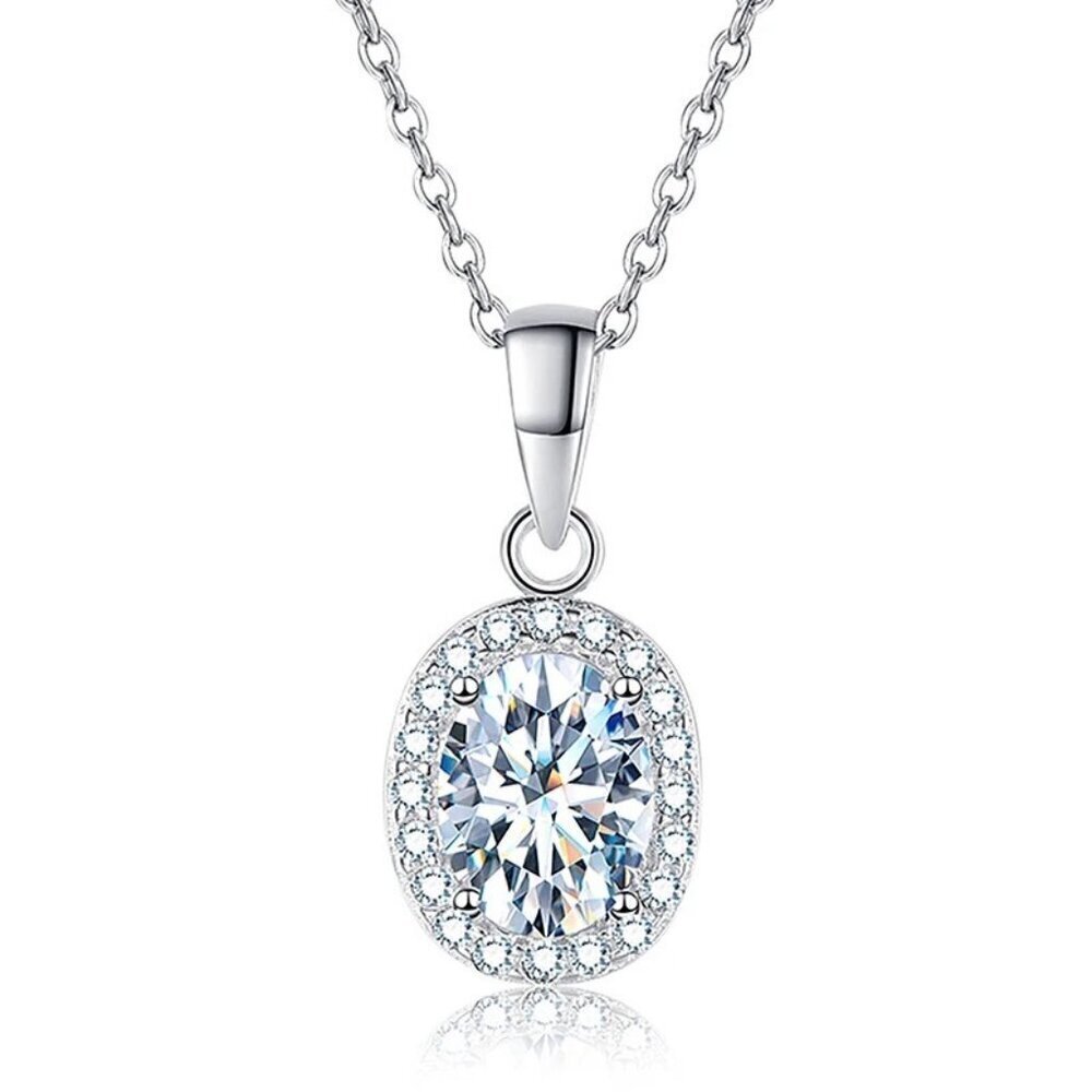 Certified 1ct. t.w. Moissanite oval halo Necklace